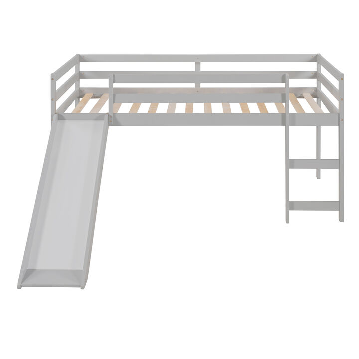 Loft Bed With Slide, Multifunctional Design, Twin