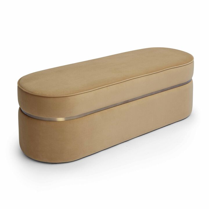 Pomp Cream Velvet Bench