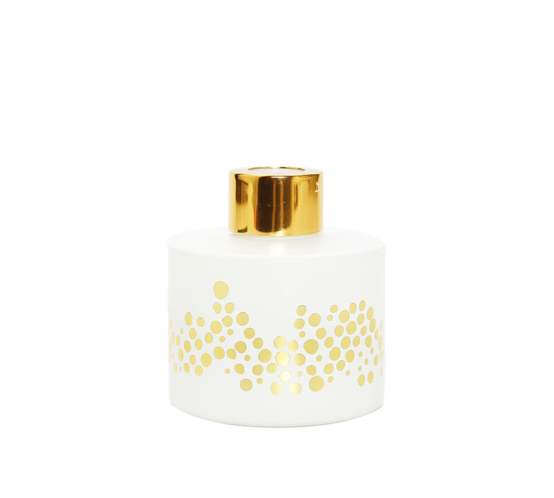 Gold Spotted White Bottle Diffuser, "Lily Of The Valley" Aroma