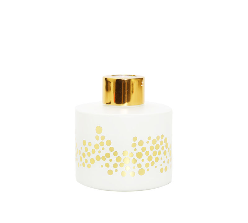 Gold Spotted White Bottle Diffuser, "Lily Of The Valley" Aroma