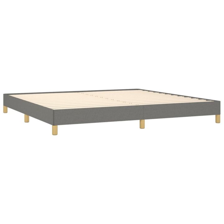 vidaXL Contemporary King Bed Frame, Dark Gray Fabric, Modern Design, Engineered Wood, Plywood, Mattress Size 76"x79.9", Lightweight - 58.64 Pounds