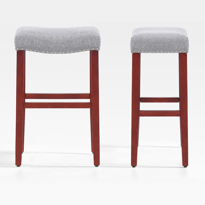 WestinTrends 29" Upholstered Saddle Seat Bar Stool (Set of 2)