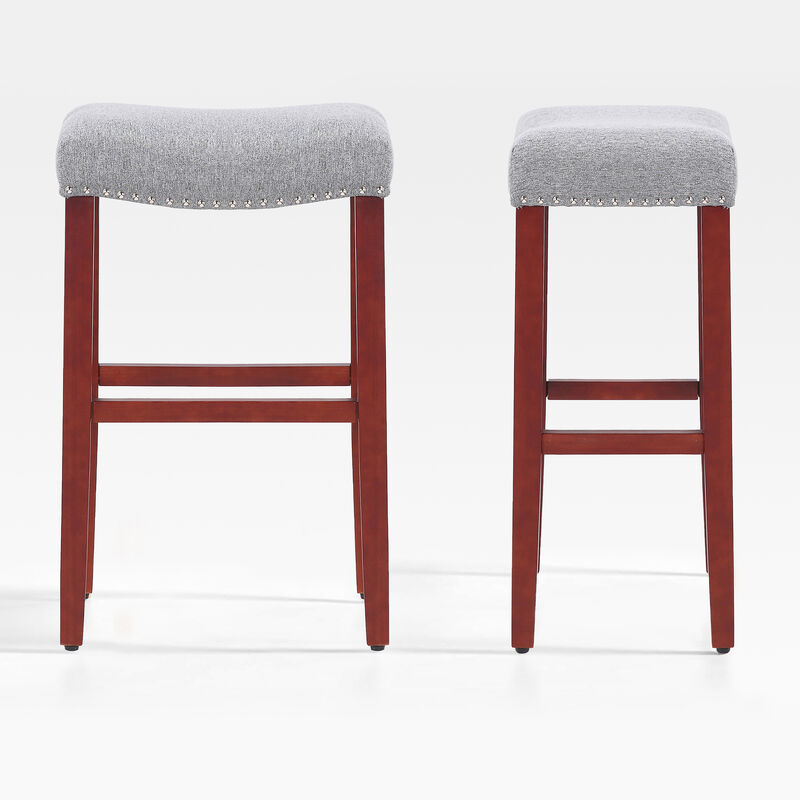 WestinTrends 29" Upholstered Saddle Seat Bar Stool (Set of 2)