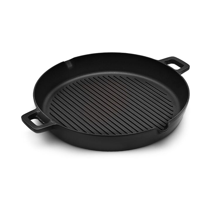 Matte Black 11.75 inch Cast Iron Grill Pan