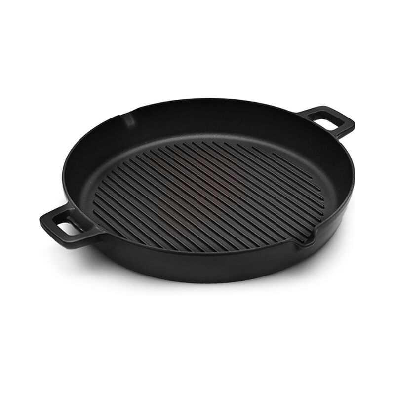 Matte Black 11.75 inch Cast Iron Grill Pan