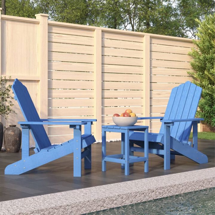 vidaXL Adirondack Chair, Outdoor Adirondack Chair with Table for Patio, Lawn Chair for Outdoor Porch Garden Backyard Deck, HDPE Aqua Blue