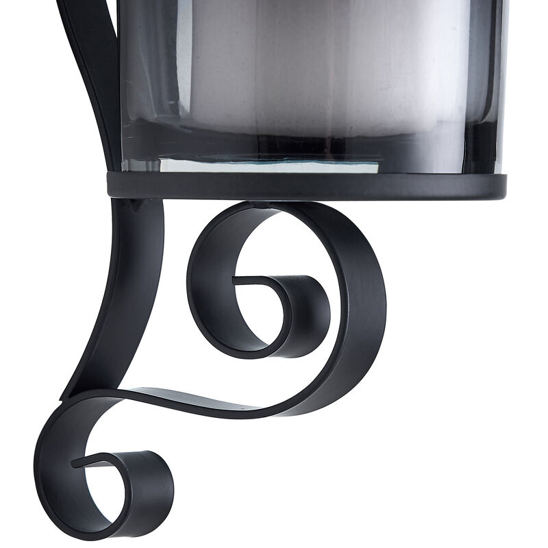 Danya B. Vintage Black Wall Sconce Candle Holder Set (2) with Smoke Glass Hurricanes
