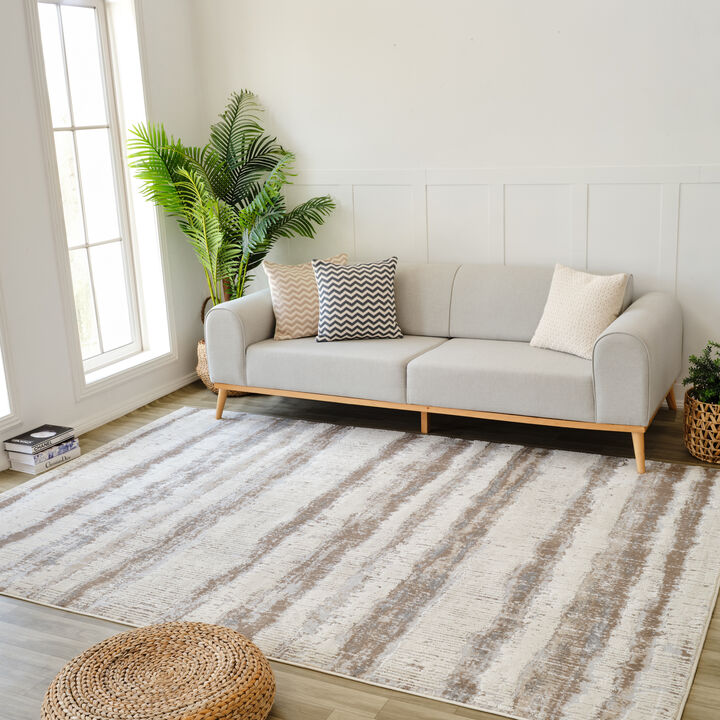 Nomad Abstract Modern Beige Brown Indoor Area Rug