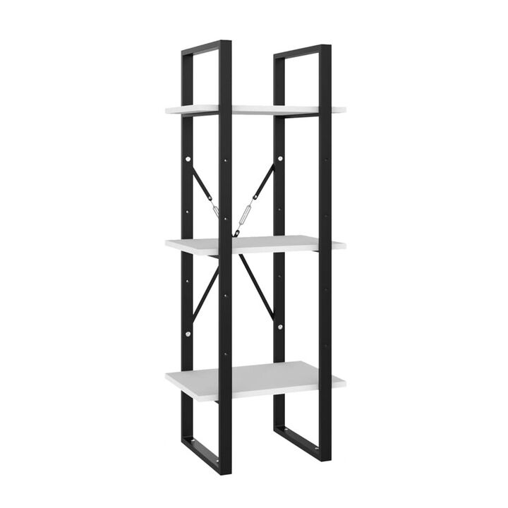 Zoe Standing Bookshelf, 41 Inch Tall, 3 Shelves, Black and White - Benzara