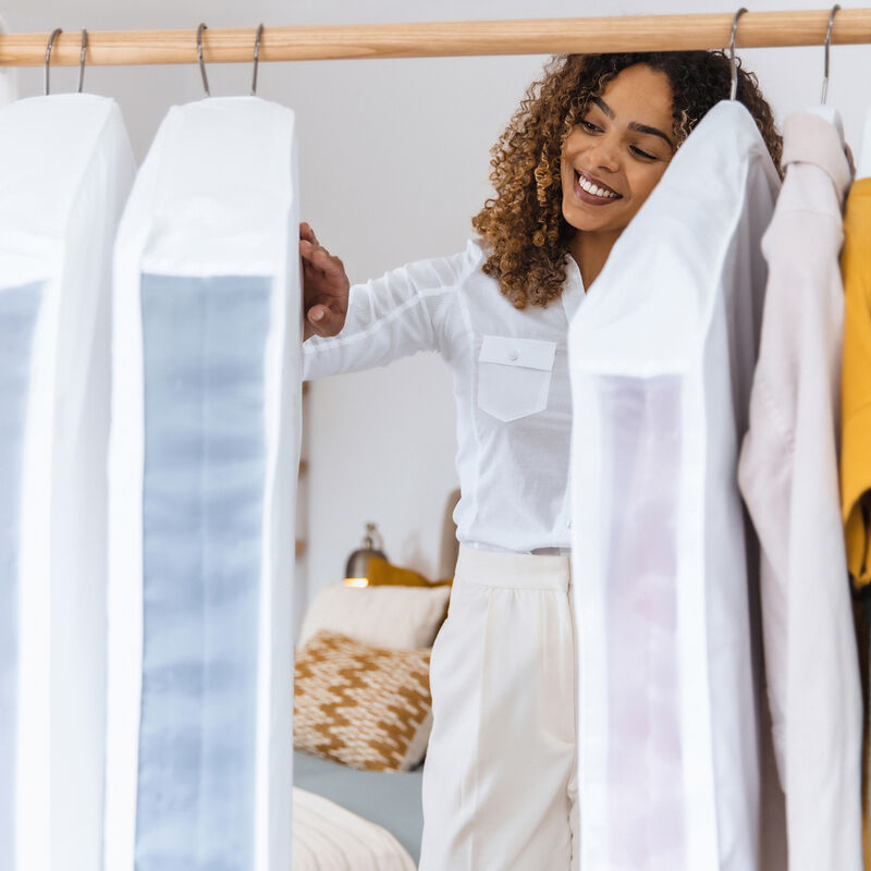 Organic Cotton Hanging Garment Bag - Long 58" - Closet Organization for For Long Dresses & Coats