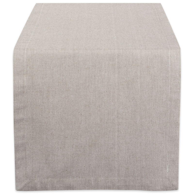 14" x 72" Stone Brown Solid Chambray Rectangular Table Runner