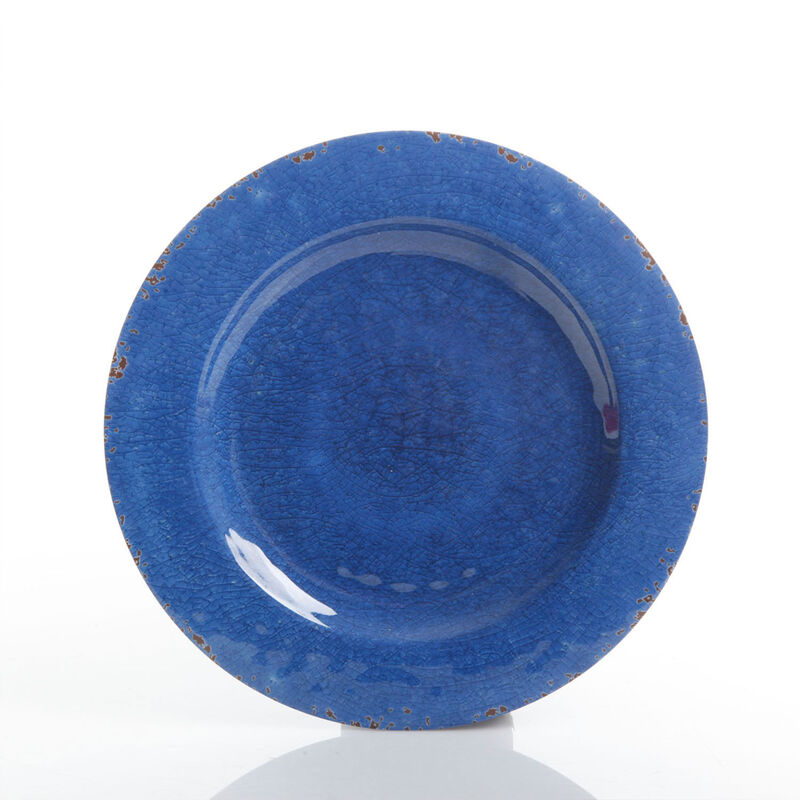 Studio California Mauna 12-Piece Dinnerware Set in Cobalt Blue Crackle Look Decal