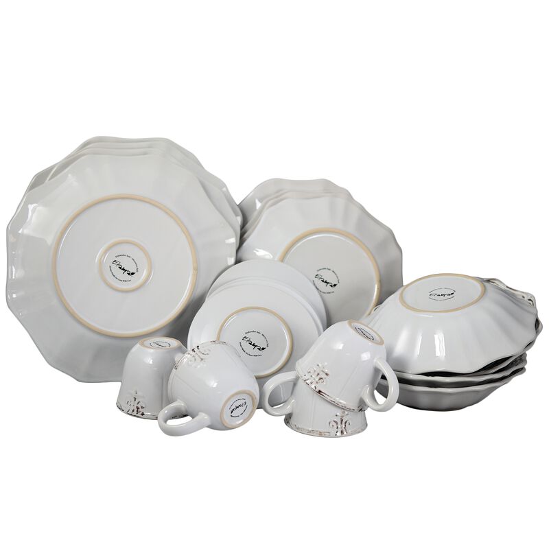 Elama Fleur De Lys 20-Piece Dinnerware Set in White