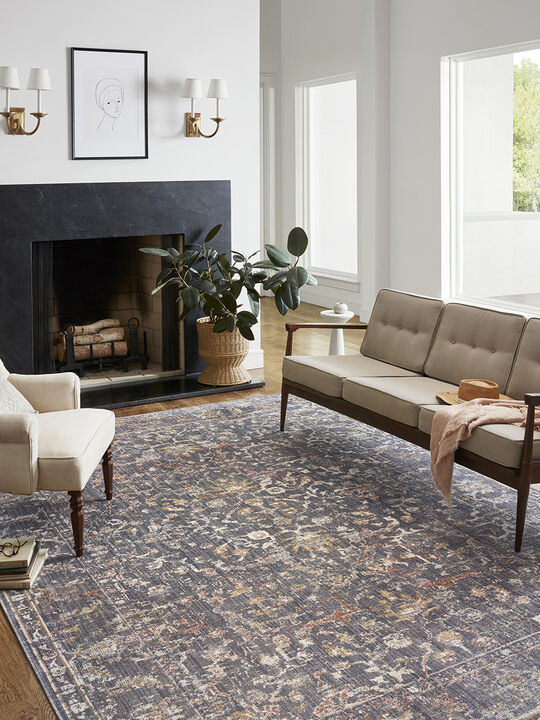 Rosemarie ROE04 Graphite/Multi 18" x 18" Sample Rug