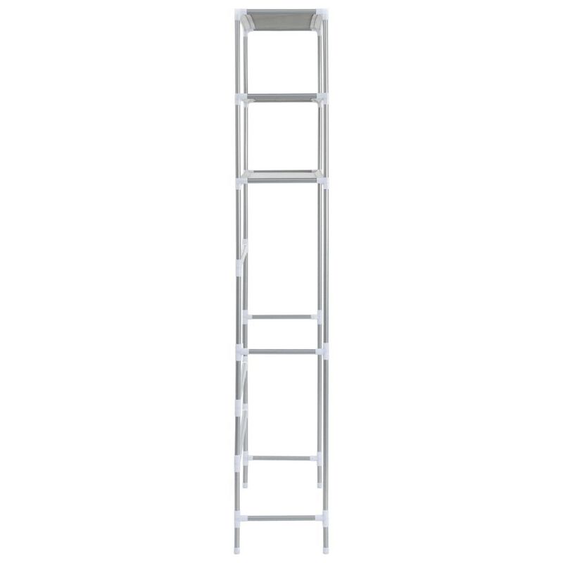 3 Tier Storage Rack, Over Laundry Machine Style, Silver Steel, Fabric - Benzara