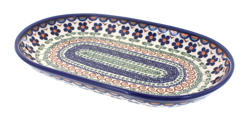 Blue Rose Polish Pottery Garden Butterfly Medium Oval Dish