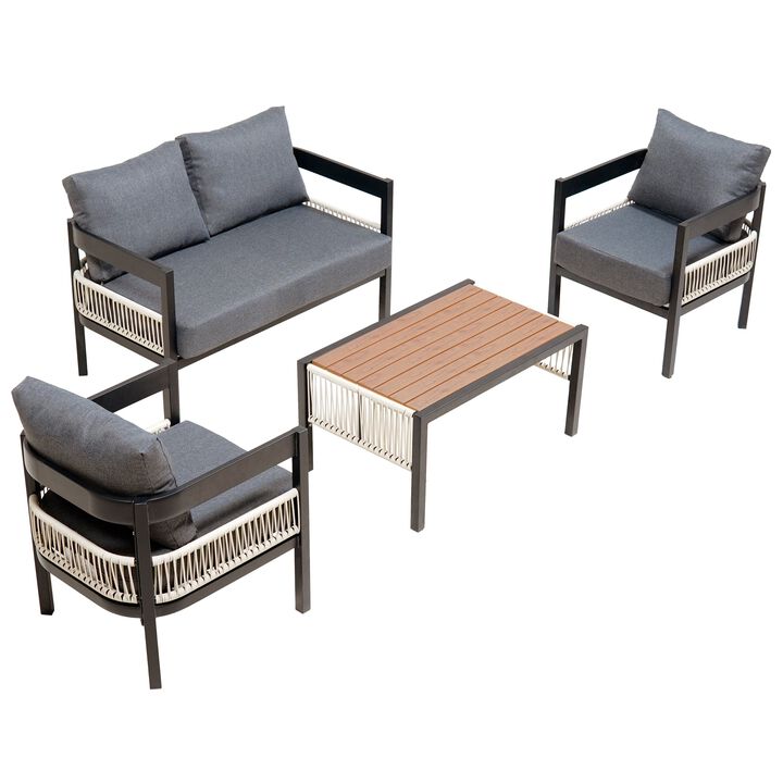 Mondawe 5-Piece Multi-person Outdoor Iron Sofa Set,Weatherproof Furniture Set For Patio Garden