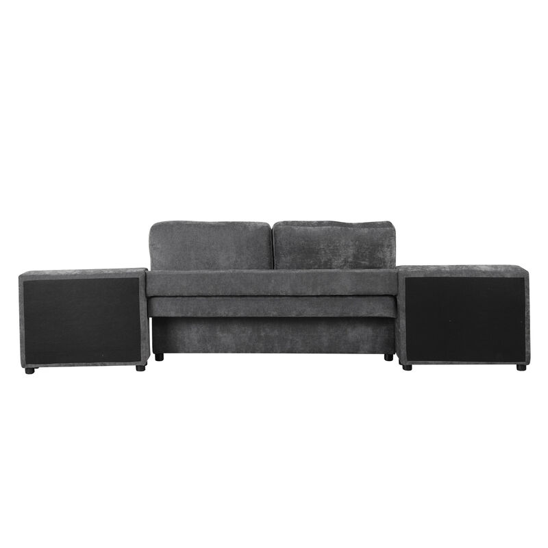 Merax Chenille Sofa Bed Modular Sofa Free-combined Sofa with 2 Storage Racks