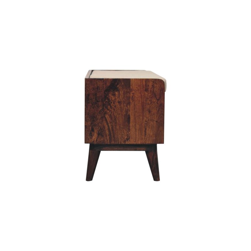Artisan Furniture Solid Wood California Walnut bench with mud linen seat pad