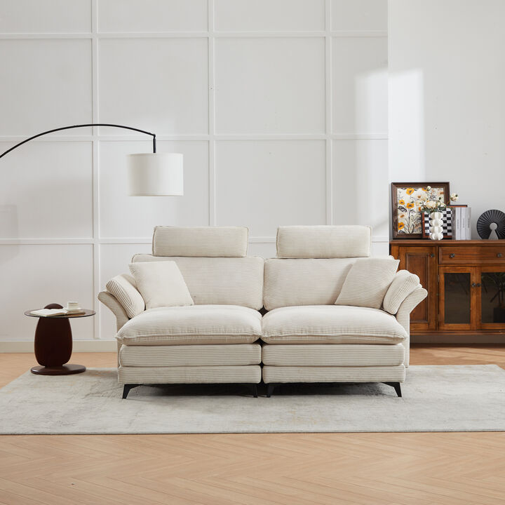 Merax Deep Seat Corduroy Upholstered Sectional Sofa
