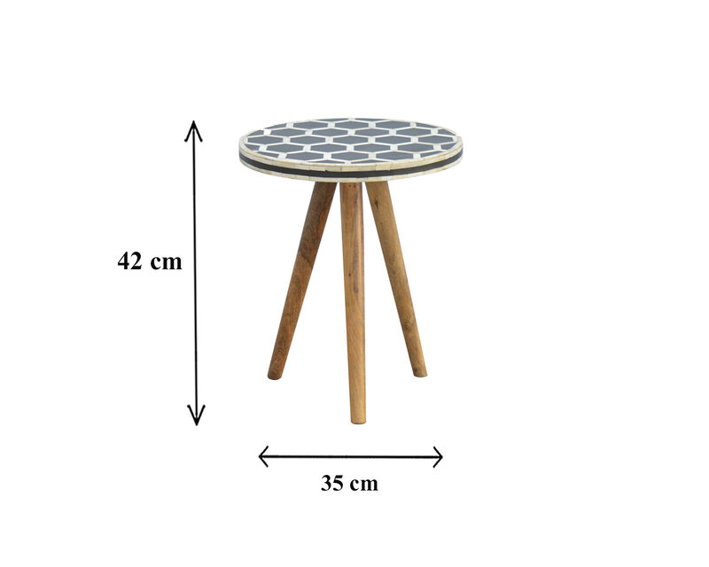 Solid Wood Bone Inlay Tripod Stool