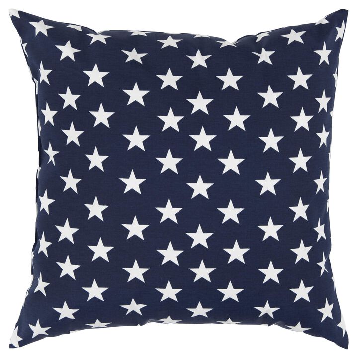 22"x22" Indoor/Outdoor Pillow, Navy Blue w/White Stars