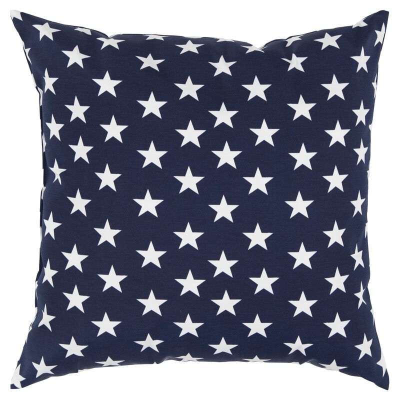 22"x22" Indoor/Outdoor Pillow, Navy Blue w/White Stars