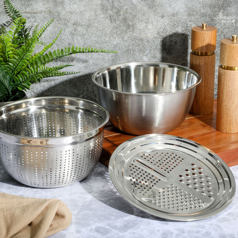 Oster 3 Piece Stainless Steel Multifunction Prep Bowl Set