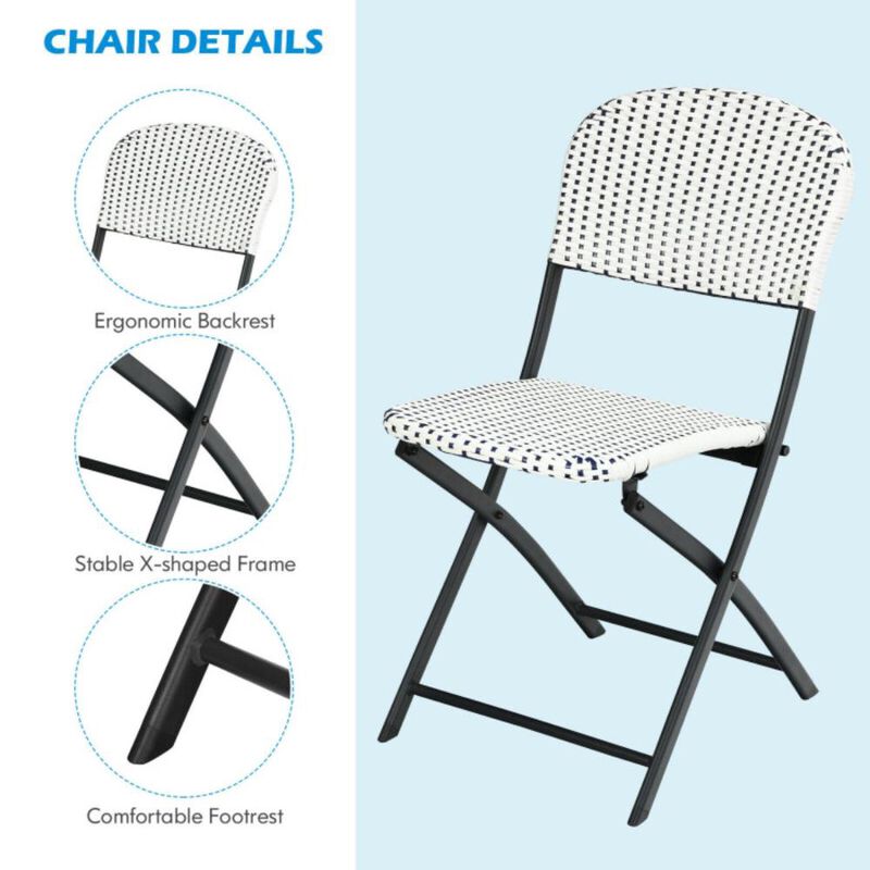 Hivvago 3 Pieces Patio Rattan Bistro Set with Round Dining Table and 2 Chairs