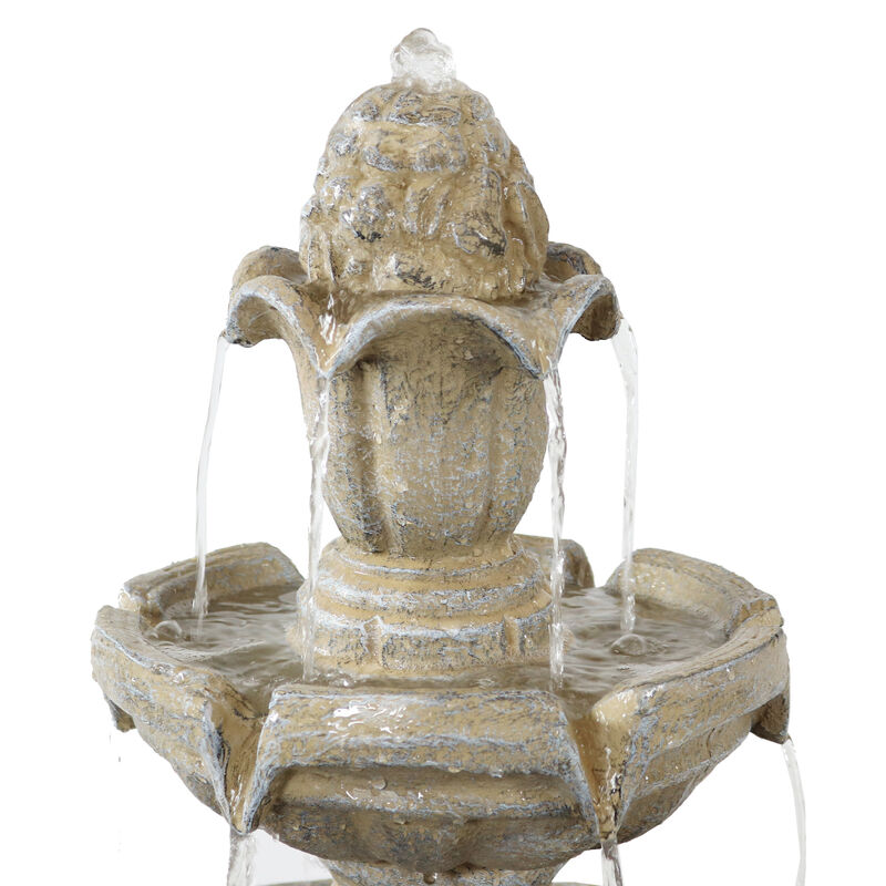 Sunnydaze Fiberglass Outdoor 3-Tier Water Fountain