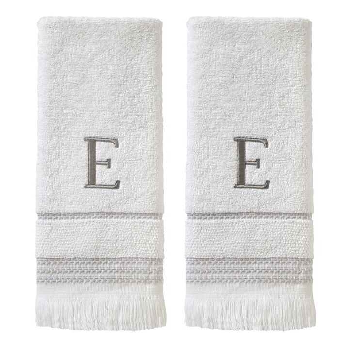 SKL Home By Saturday Knight Ltd Casual Monogram Hand Towel Set E - 2-Count - 16X26", White