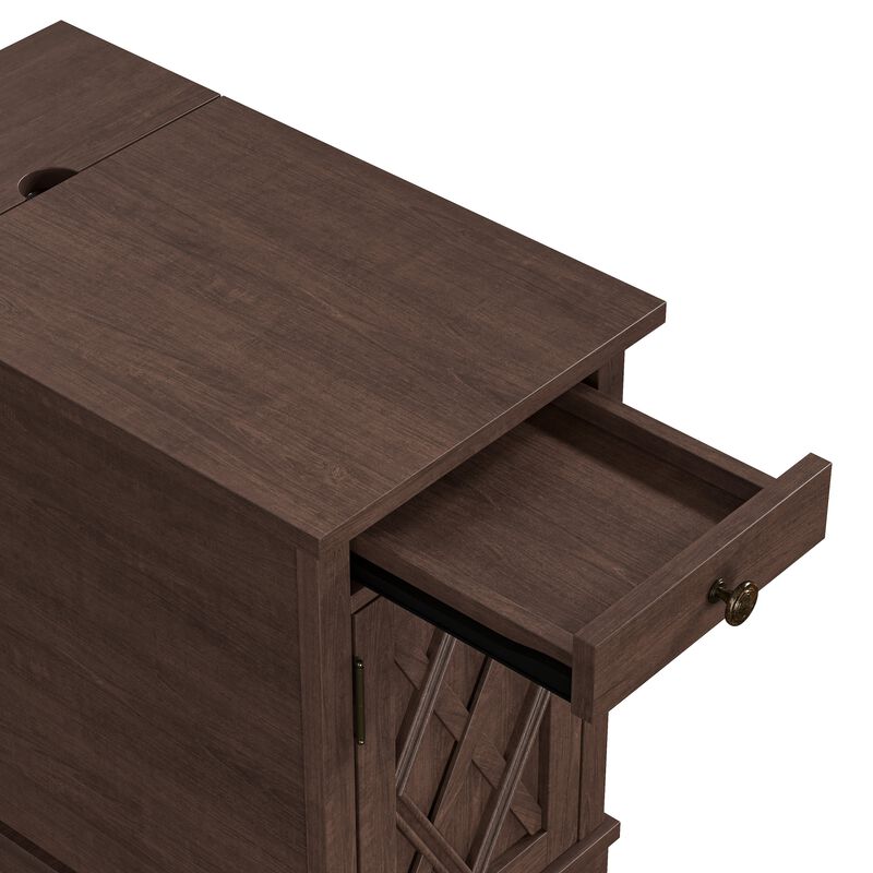 FESTIVO Classic Charging End Table w/ USB Ports & Storage