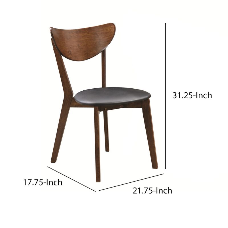 Quaint Dining Side Chair with curved Back, Brown & Black, Set of 2-Benzara