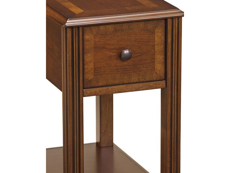 Chair Side End Table with 1 Drawer and Open Bottom Shelf, Brown-Benzara