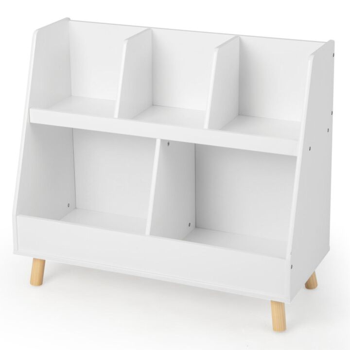 Hivvago 5-Cube Kids Bookshelf and Toy Organizer with Anti-Tipping Kits-White