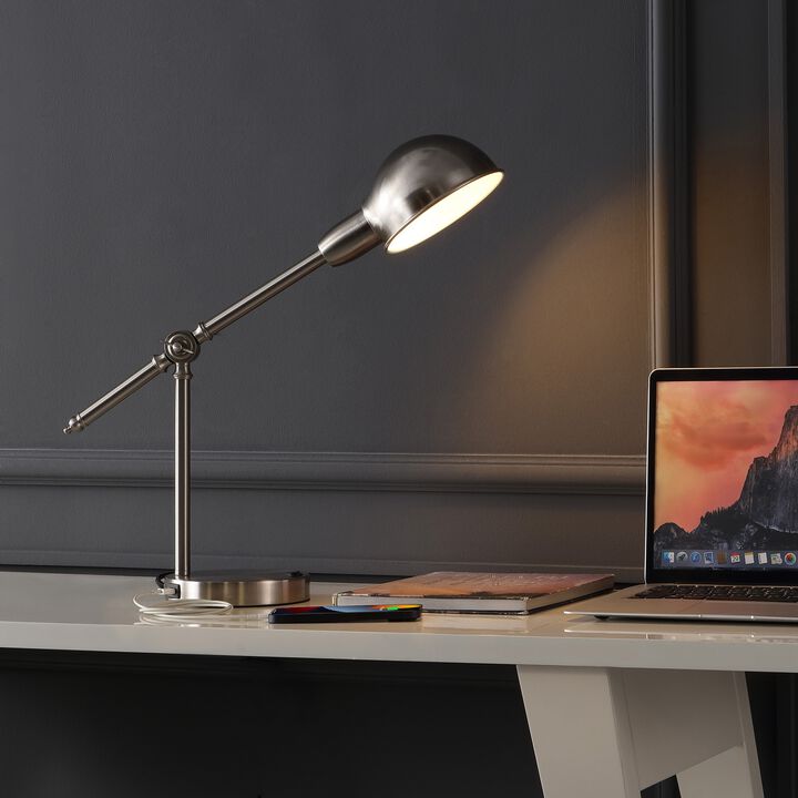 Curtis Vintage Industrial Iron Adjustable Dome Shade LED Task Lamp with USB Charging Port