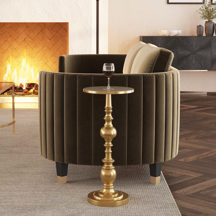 Butler Specialty Company Darien Antique Pedestal Side Table, Gold