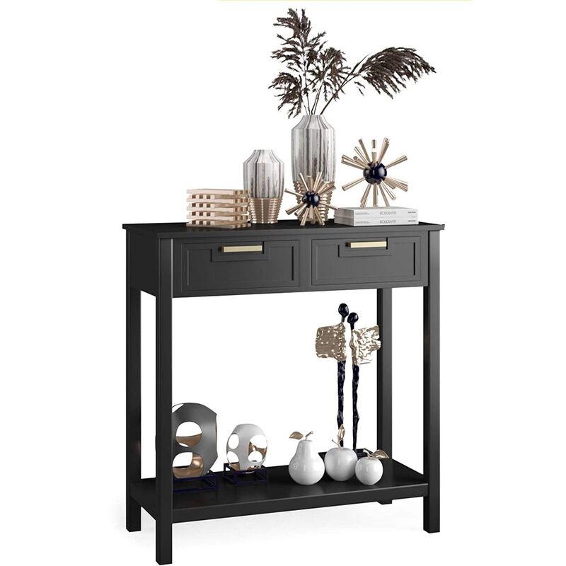 Hivvago Modern Entryway Accent 2 Drawer Sofa Side Table