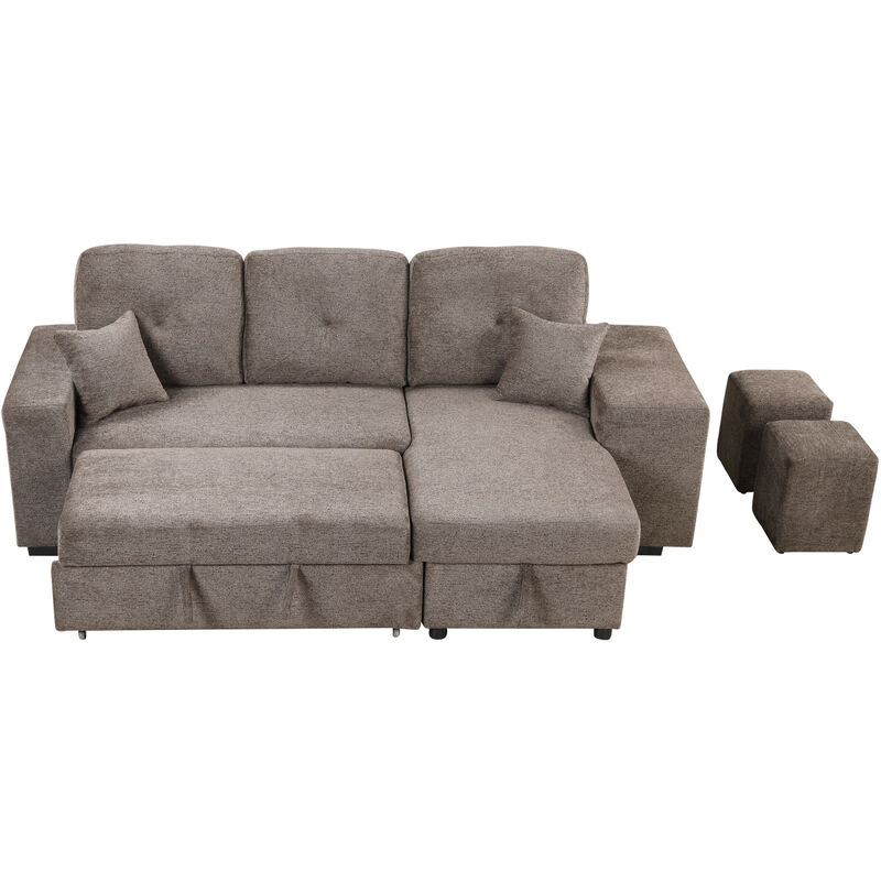 Knox Charcoal Sectional Sofa Bed with Storage Chaise