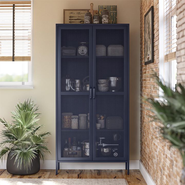 Channing Tall 2 Door Storage Cabinet-Mesh Metal Locker