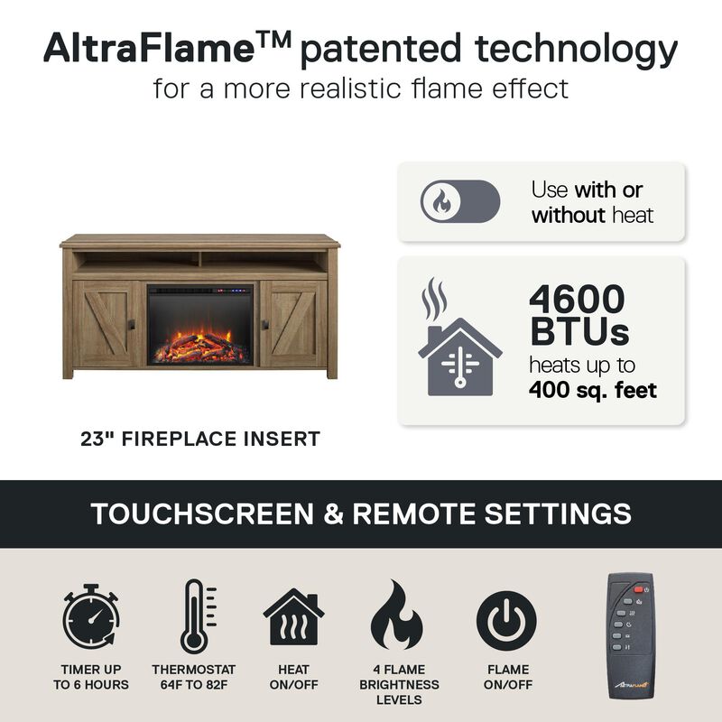 Farmington Electric Fireplace TV Console for TVs up to 60", Natural