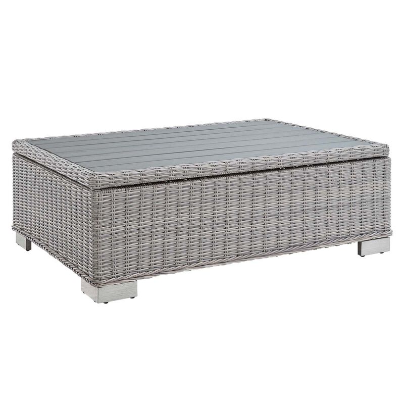 Conway 45" Outdoor Patio Wicker Rattan Coffee Table-Benzara