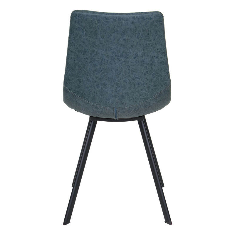 LeisureMod Markley Leather Dining Chair With Metal Legs in Olive Green