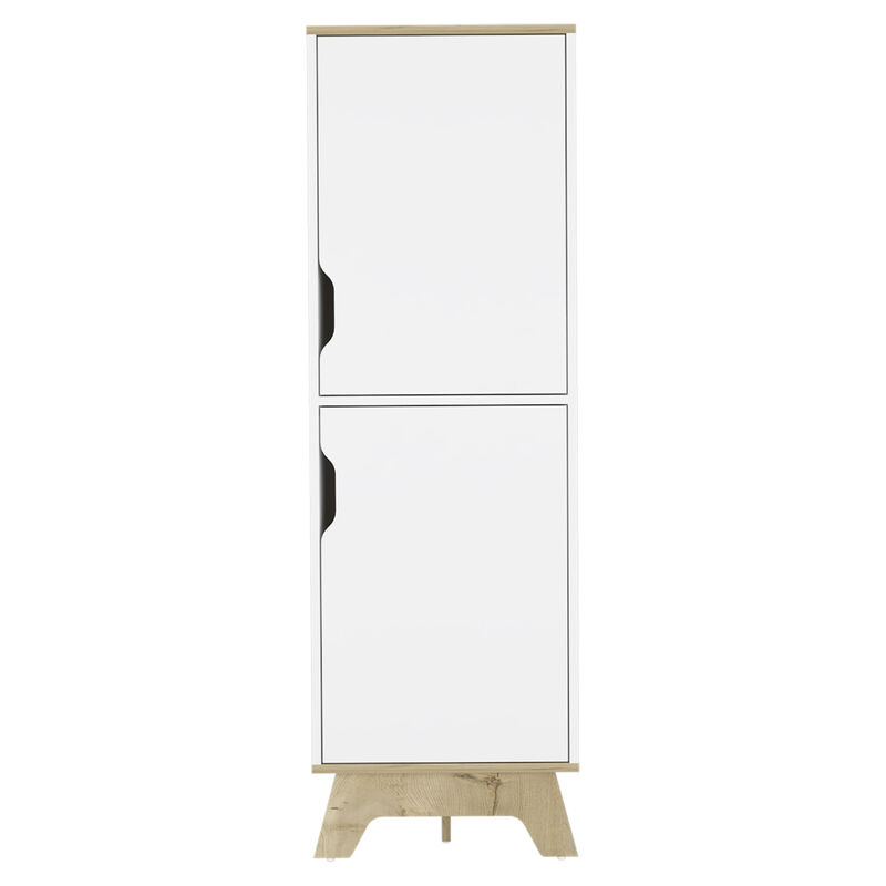 Rutherford 2-Door Pantry Cabinet Light Oak And White