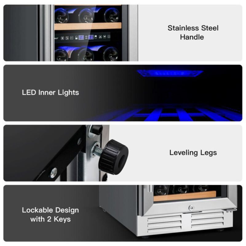 Costway 30-Bottle Freestanding Wine Cooler with Temp Memory and Dual Zones