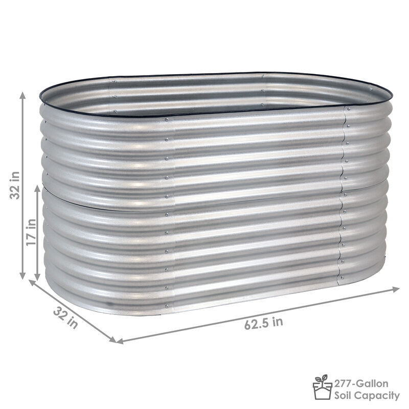Sunnydaze Galvalume Steel Rectangle Raised Garden Bed - 62.5 in