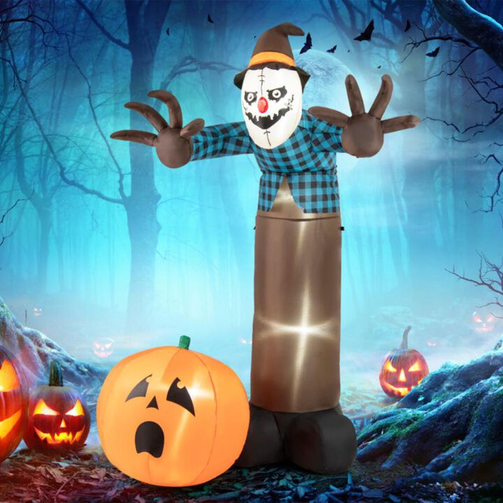 Hivvago 7 FT Inflatable Halloween Haunted Scarecrow Pumpkin Ghost with Built-in LED Lights