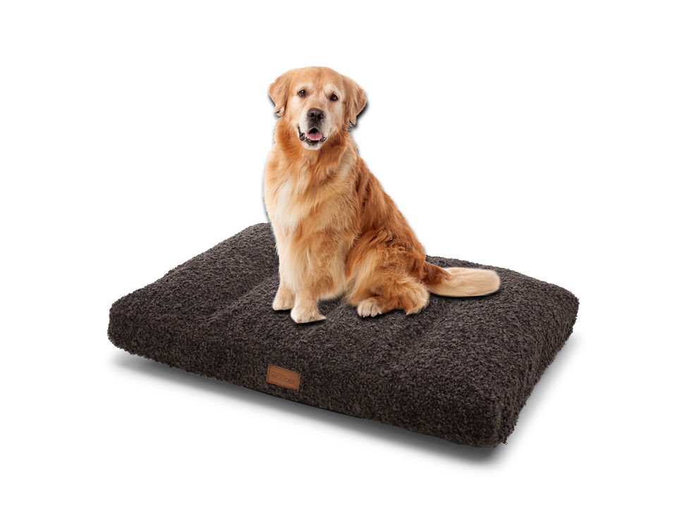 Teddy Dog Ergonomic Mattress - Large, Dark Grey Luxurious Removable Fabric