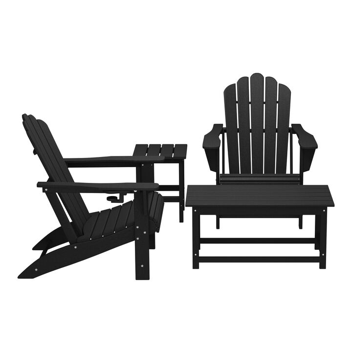 WestinTrends 4-Piece Adirondack Chairs with Cup Holders and Table Set WestinTrends 4-Piece Adirondack Chairs with Cup Holders and Table Set