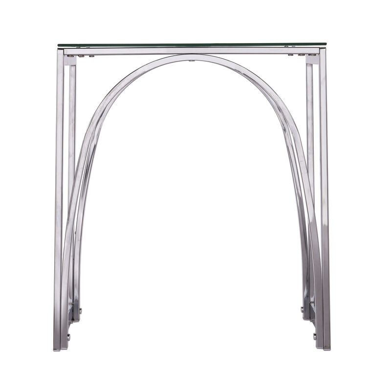 22"" Chrome Glass And Iron Square End Table